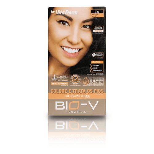 COLORAÇÃO CREME BIO-V - 3.0 CASTANHO ESCURO VITA DERM